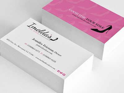 Imelda's Fine Shoes boutique brand business cards shoes