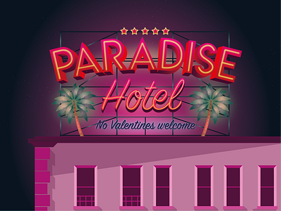 Paradise Hotel branding hotel illustration neon palm tree paradise signage travel valentines valentines day