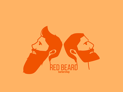 Two heads barber barbershop beard design illustration men red vector