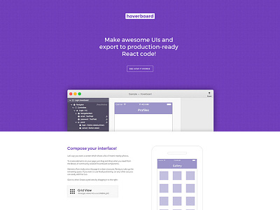 Hoverboard landing page web design