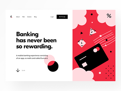 Landing page: Header banking card cash back credit card customer service dashboard e finance finance financial services fintech landing page product design product page site web web design web site webdesign website