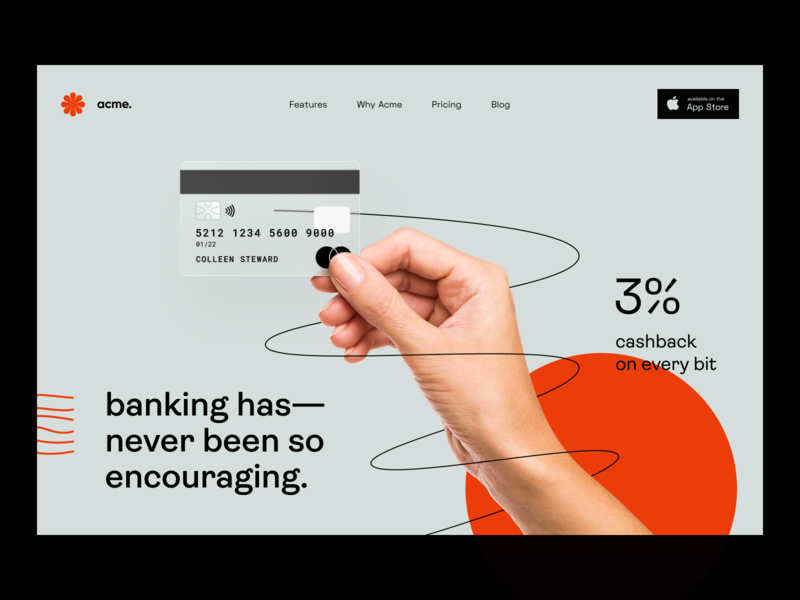 Acme: Product page bank banking credit card e-finance finance fintech header homepage identity landing landing page marketing page product design product page promo visual identity web web design web site website