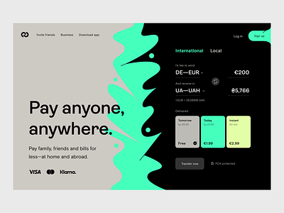 Money transfer: Web design