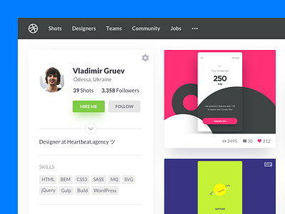 Dribbble Profile account dribbble material profile social ui web works