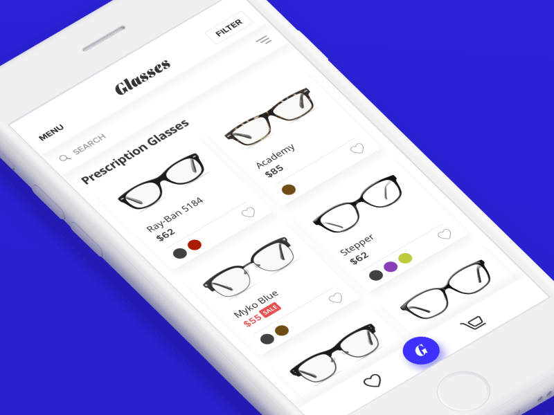 Filter ae animation app filter gif glasses interaction ios item mobile ui ux