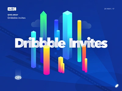 2x Dribbble invites draft dribbble giveaway invitation invite isometric