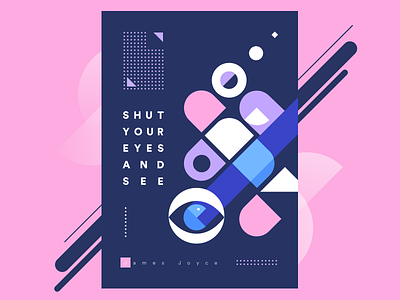 Poster art color design eye pacman poster shapes typography