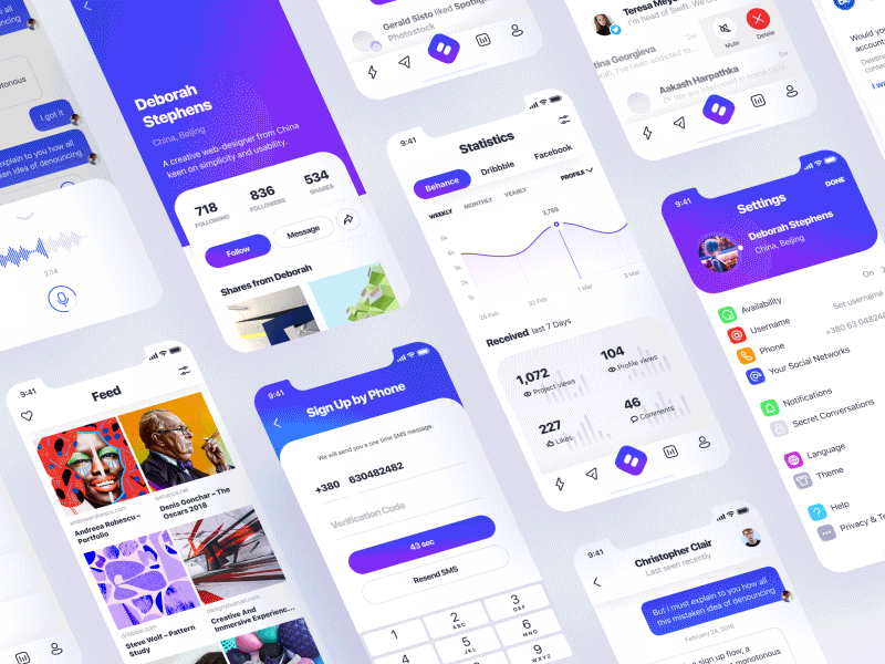 Simple Social UI Kit by Vladimir Gruev for heartbeat on Dribbble