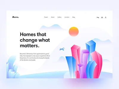 Apartment complex header illustration typography ui ux web website