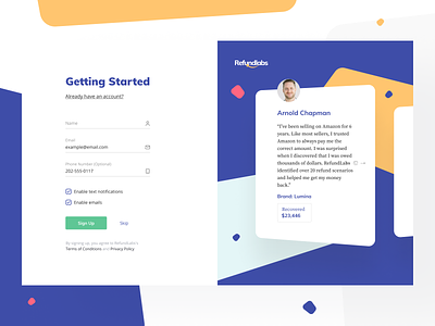 Refundlabs: Login and Sign Up