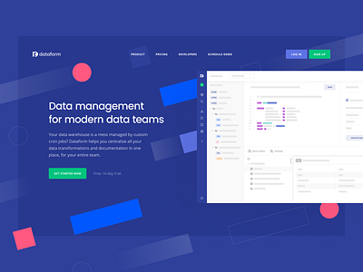 Dataform: Product page cloud data data warehouse database ide landing page manage storage platform product page saas sql sql ide sql toolkit warehouse web website workflow