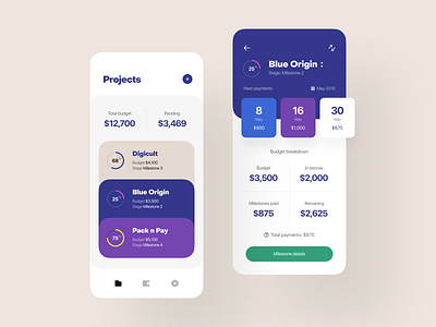 Freelancers’ Bank app breakdown budget dashboard data escrow finance fintech freelance platform freelancer ios milestones mobile mobile app payment payment plan payments progress projects status