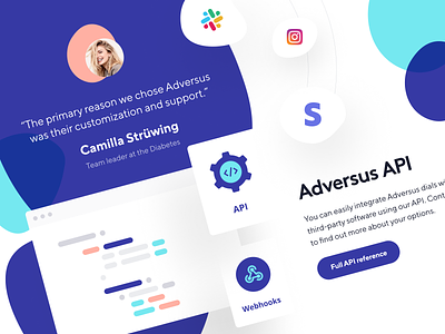 Adversus: Review and API call call center call-management crm landing page main page phone web product design product page site web design webpage website