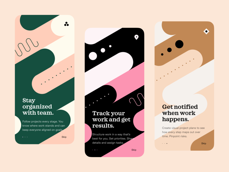 Onboarding walkthroughs typography tour splash screen onboarding mobile app mobile screens launch ios illustration guided tour app