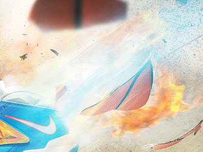 Exploded Basketball art direction basketball blue fire nike photo photography photoshop shoes social
