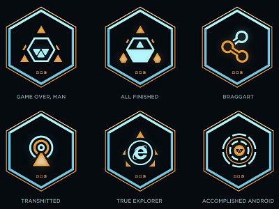 Prometheus Training Center: Achievement Icons achievements alien blue game gold icons prometheus yellow