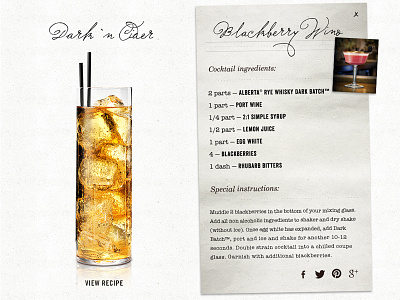 Recipe Card drinks html5 hyfn paper recipe web design whiskey