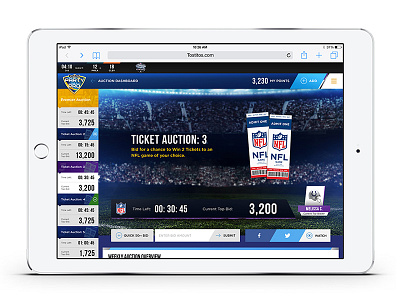 Auction Dashboard dashboard html5 hyfn mobile nfl responsive tablet tickets web design