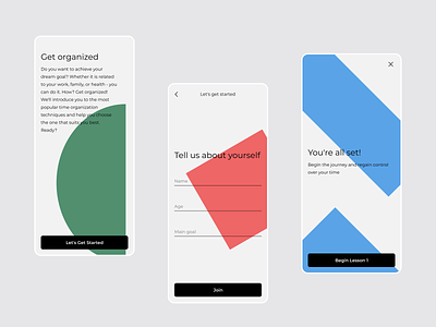 New year, new me! 🎉 app clearui colors form goal helloscreen join learning management minimalistic newyear onboarding organize plan resolutions shape signup time timelog ui