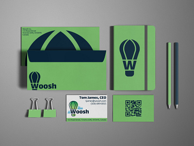 Woosh Branding Mockup Concept black branding clean dailylogochallenge design flat graphic design green logo minimal typography vector