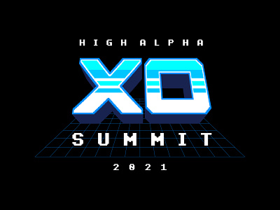 XO Summit logo exploration 3 d arcade badge branding futuristic high alpha logo logo design retro