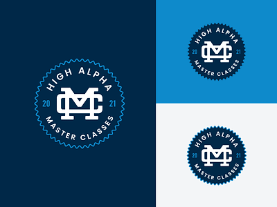 Master Classes monogram and badge design badge high alpha logo monogram