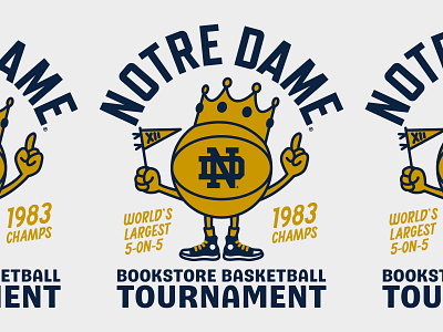 ND Bookstore Basketball Champs T-Shirt Design badge basketball character illustration mascot notre dame t shirt design