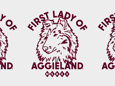 First Lady of Aggieland t-shirt design collie dog illustation