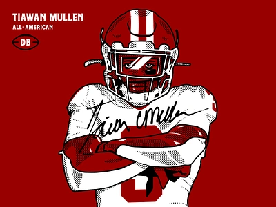 Tiawan Mullen portrait illustration football hoosiers illustration indiana portrait