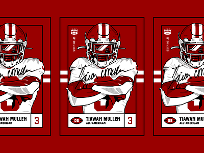 Tiawan Mullen football card t-shirt football football card hoosiers illustration indiana portrait