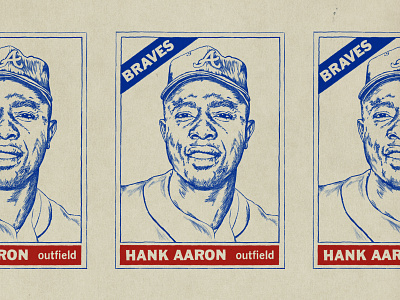 Hank Aaron 1966 Topps baseball baseball card drawing hank aaron illustration portrait sketch vintage