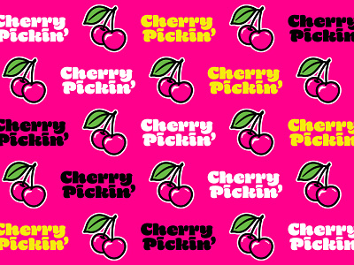 Cherry Pickin' pattern branding cherries homefield logo pattern