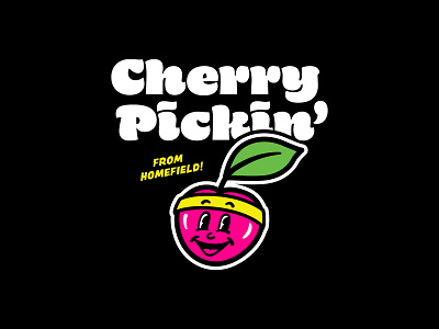 Cherry Pickin' Mascot Lockup basketball branding cherry logo mascot