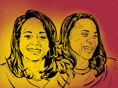 Carolyn Peck and Dawn Staley basketball coaches illustration purdue south carolina women