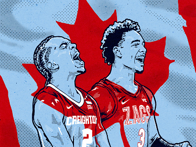 Ryan & Andrew Nembhard basketball brothers canada creighton gonzaga illustration march madness portrait