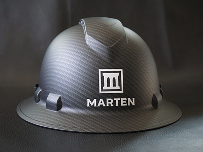 Marten Construction logo hard hat branding construction hard hat logo