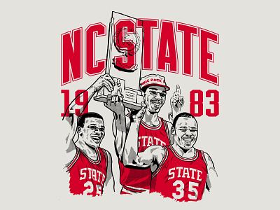 NC State 40th Anniversary basketball champions illustration nc state