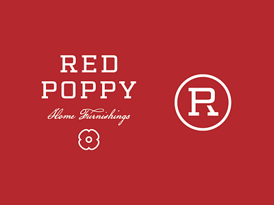 Red Poppy concept badge boutique flower home goods logo red poppy