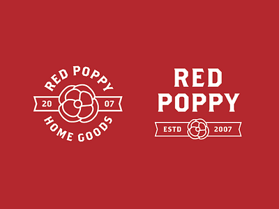 Red Poppy concept badge boutique flower home goods logo red poppy
