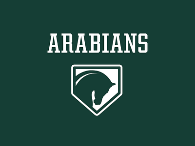 Pendleton Arabians baseball badge baseball branding home plate horse
