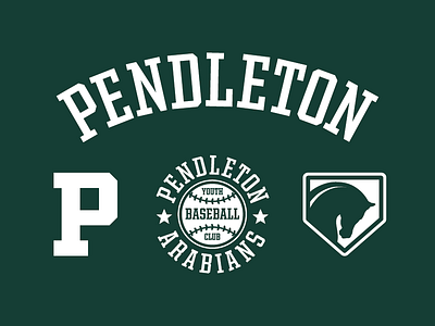 Pendleton baseball brand set badge baseball branding logo sports word mark