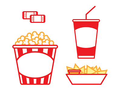 Movie Snacks icon set e3 element three icons illustration movies nachos popcorn snacks