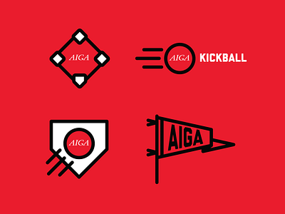AIGA kickball branding branding icons illustrations kickball sports vector