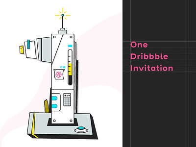 Dribbble Machine contest dribbble invitation dribbble invite illustration machine robot