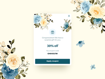 Discount coupon | UI Design branding coupon design discount figma flowers page pop up shop store ui ui design webdesign