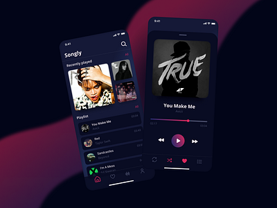 Songly🎵 Music Player App | UI Design app app design concept design figma listen listen music mobile mobile app music music app music player phone player ui ux uxui web design webdesign