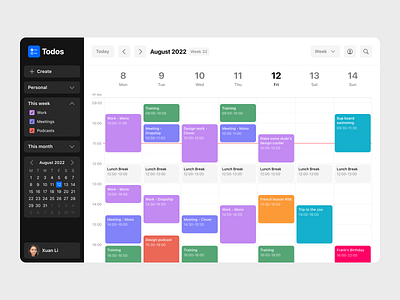 Calendar app design calendar saas task task management time management todo todo list ui ux web app web design