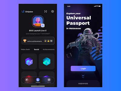 Unipass - My Profile blockchain login profile space ui