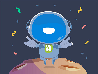 Illustration for Congratulations Email adobe art astronaut character character creation concept congratulations creative design email fun happy illustration jump mascot outerspace planet rock space