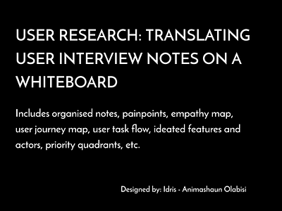 User Research: Translating Interview Notes on Whiteboard branding design interview